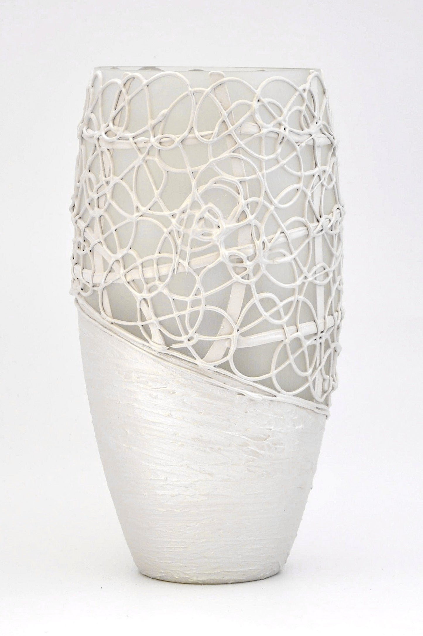 Handpainted Glass Vase for Flowers | Painted Art Glass Oval Vase | (CA)