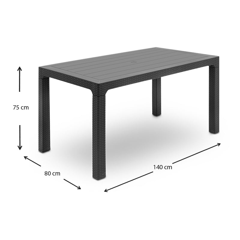 Garden Table INGE Anthracite 140x80x74cm (CB)