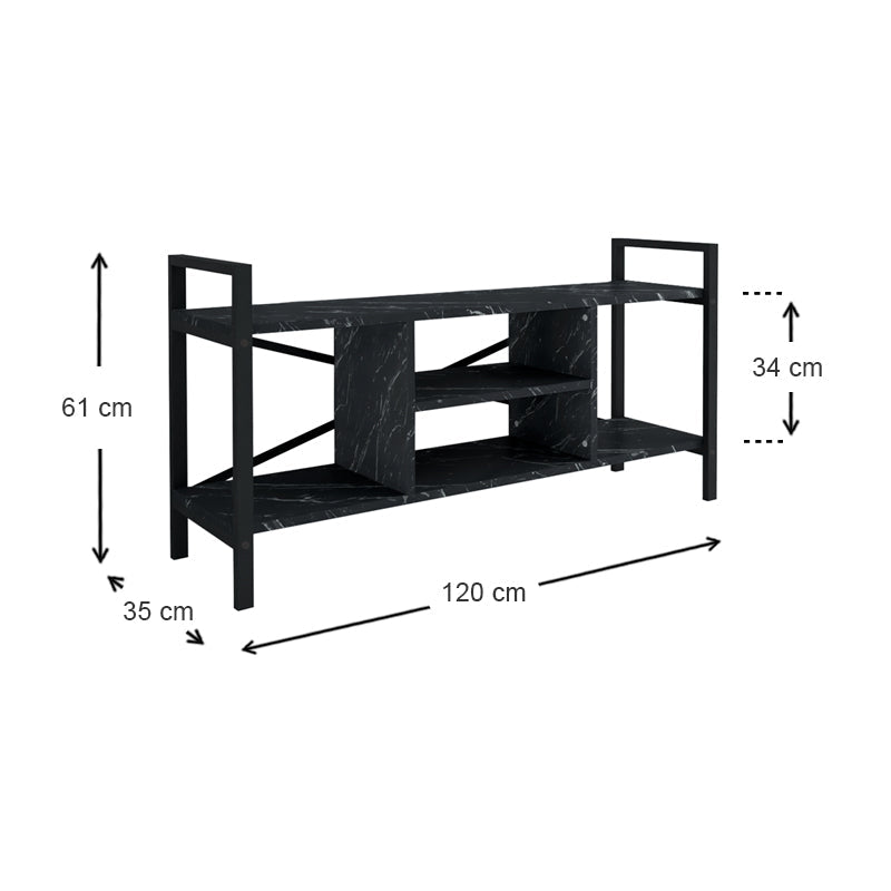TV Stand CARLOS Black Marble Effect (CB)