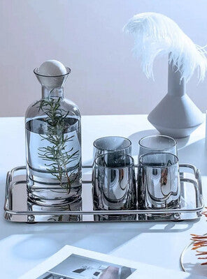 Glass Carafe with Wooden Ball Lid 5pcs set (MW)