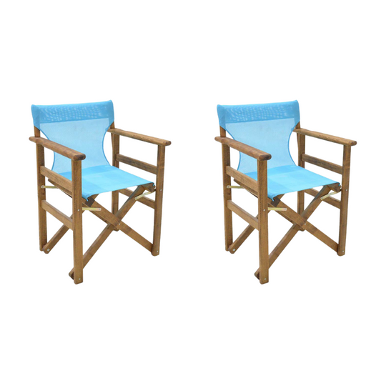 Folding Garden Armchair SPACE Walnut Light Blue 61x51x86cm Set 2 pcs. (CB)