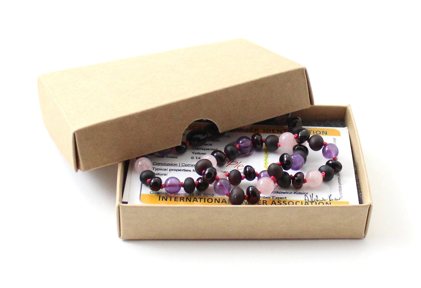 Baltic Amber, Amethyst and Rose Quartz Necklace Children Adult (PC)