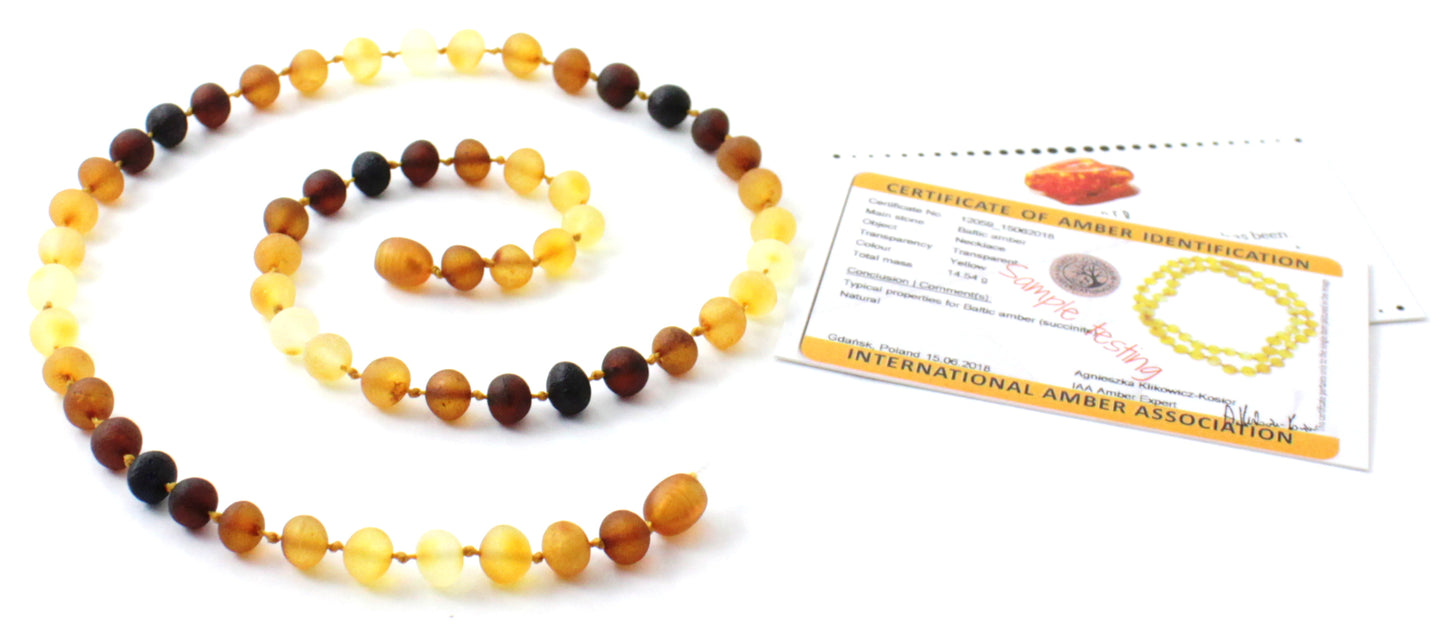 Unpolished Amber Adult Necklace Multi Color Various Sizes (PC)